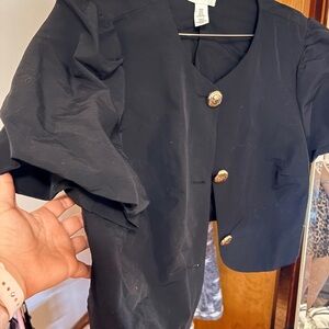 Women's xl H&M Black Cropped Button Front Jacket